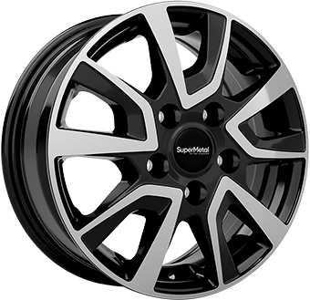 SUPERMETAL VAULT BLACK POLISHED 6.5x16 5/118 ET68 CB71.1