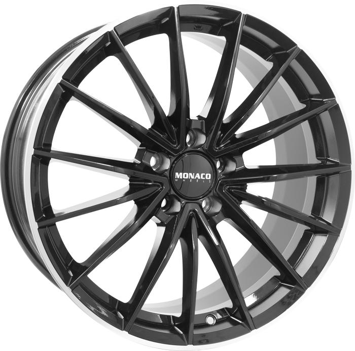 MONACO WHEELS GP14 BLACK LIP POL 7.5x18 5/112 ET45 CB66.6