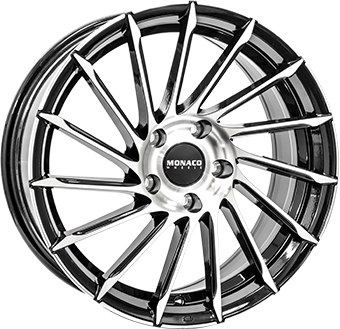 MONACO WHEELS TURBINE GLOSS BLACK POLISHED 8.5x19 5/112 ET35 CB66.5