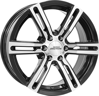 INTER ACTION KARGIN 6 GLOSS BLACK POLISHED 6.5x16 6/120 ET50 CB74.6
